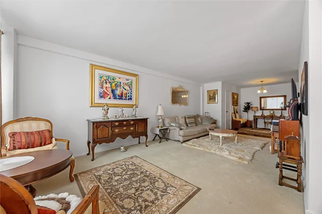 a living room with furniture and a rug