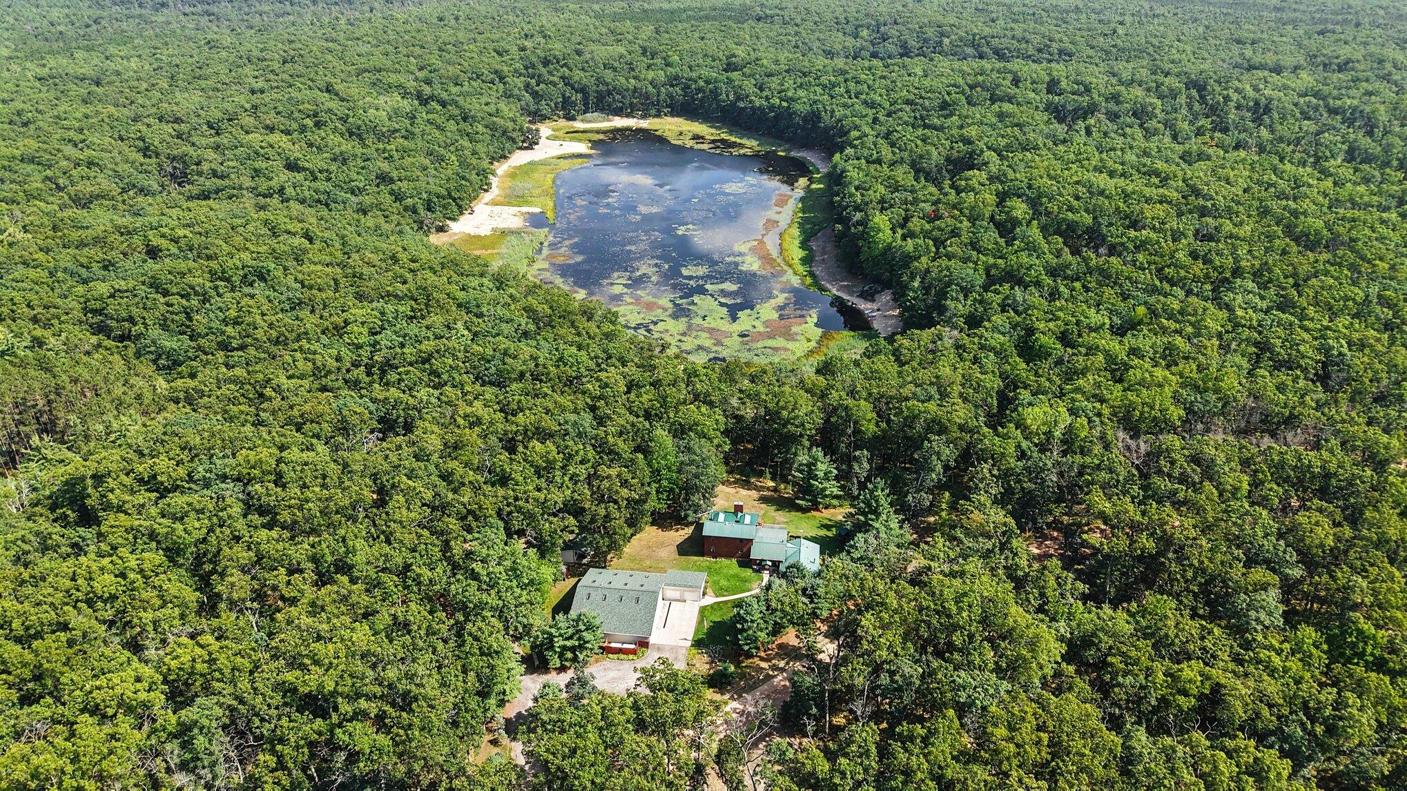 11023 South Roby Lake Road Baldwin, MI 49304 - Photo 38 of 56 Aerial of Lake with House