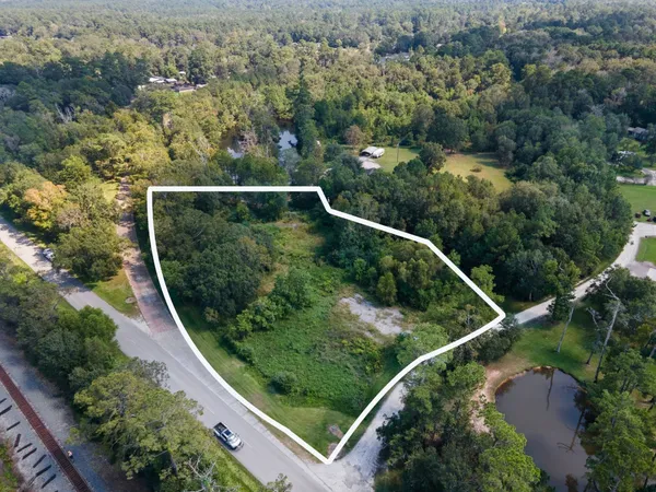 an aerial view of a garden