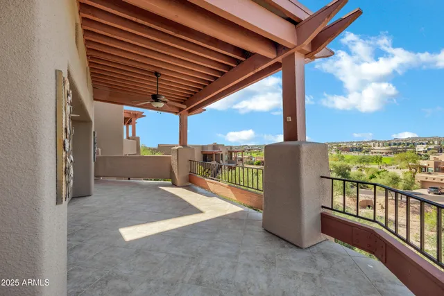 a view of a terrace with sky view