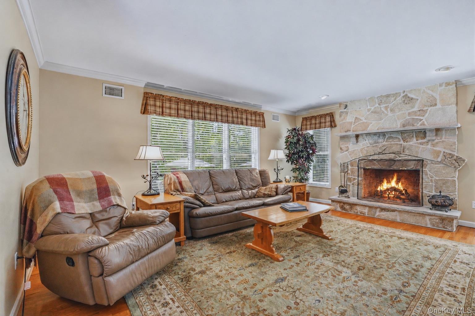 2 Windsor Lane Cornwall, NY 12518 - Photo 13 of 50 Inviting family room with floor-to-ceiling stone wood-burning fireplace.