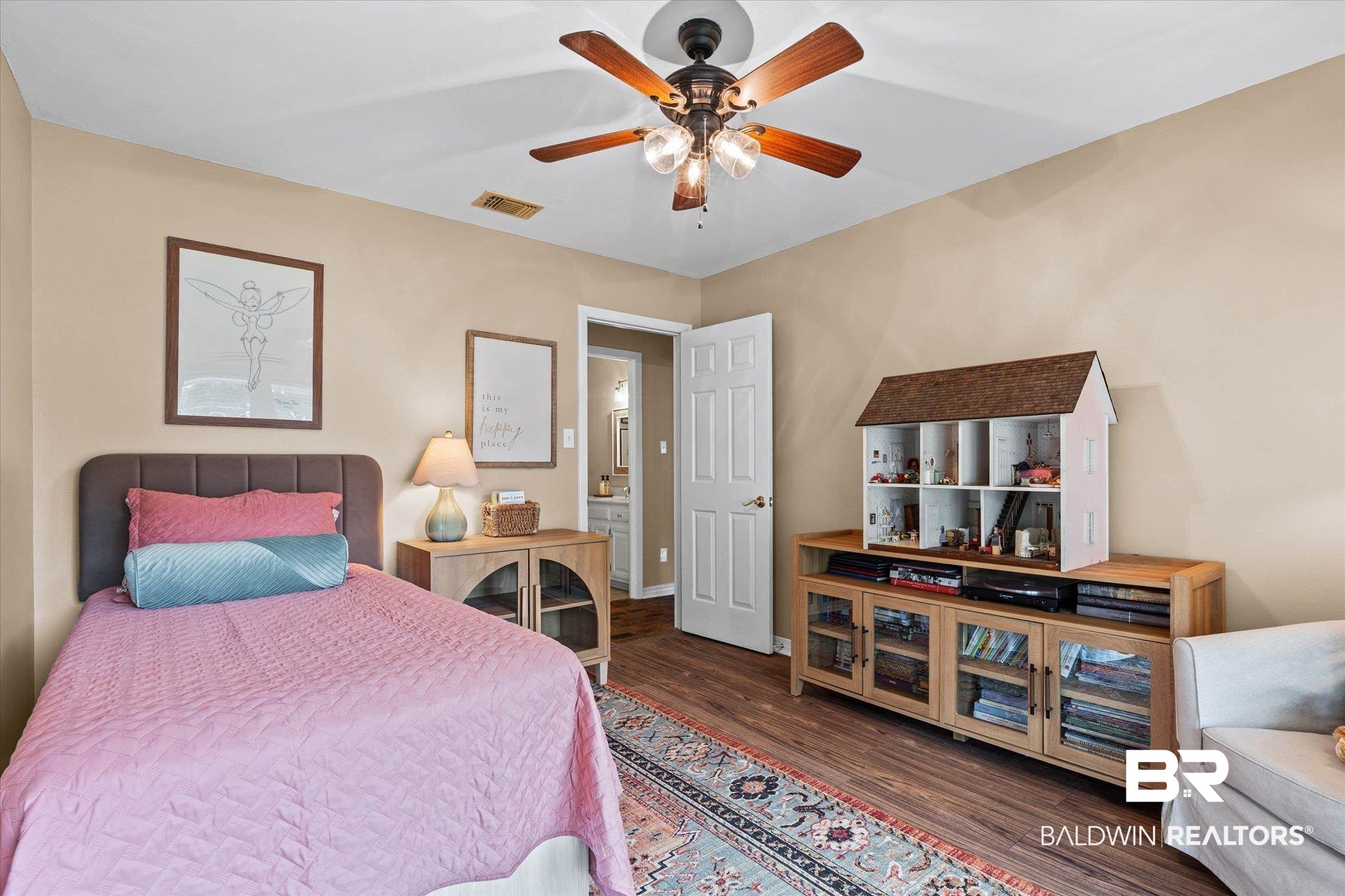 6501 Gas Light Lane South Mobile, AL 36695 - Photo 16 of 23 Room with wood-finish flooring, a ceiling fan with integrated lighting, and neutral wall tones