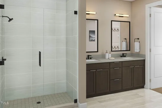 a city street lined with tall buildings