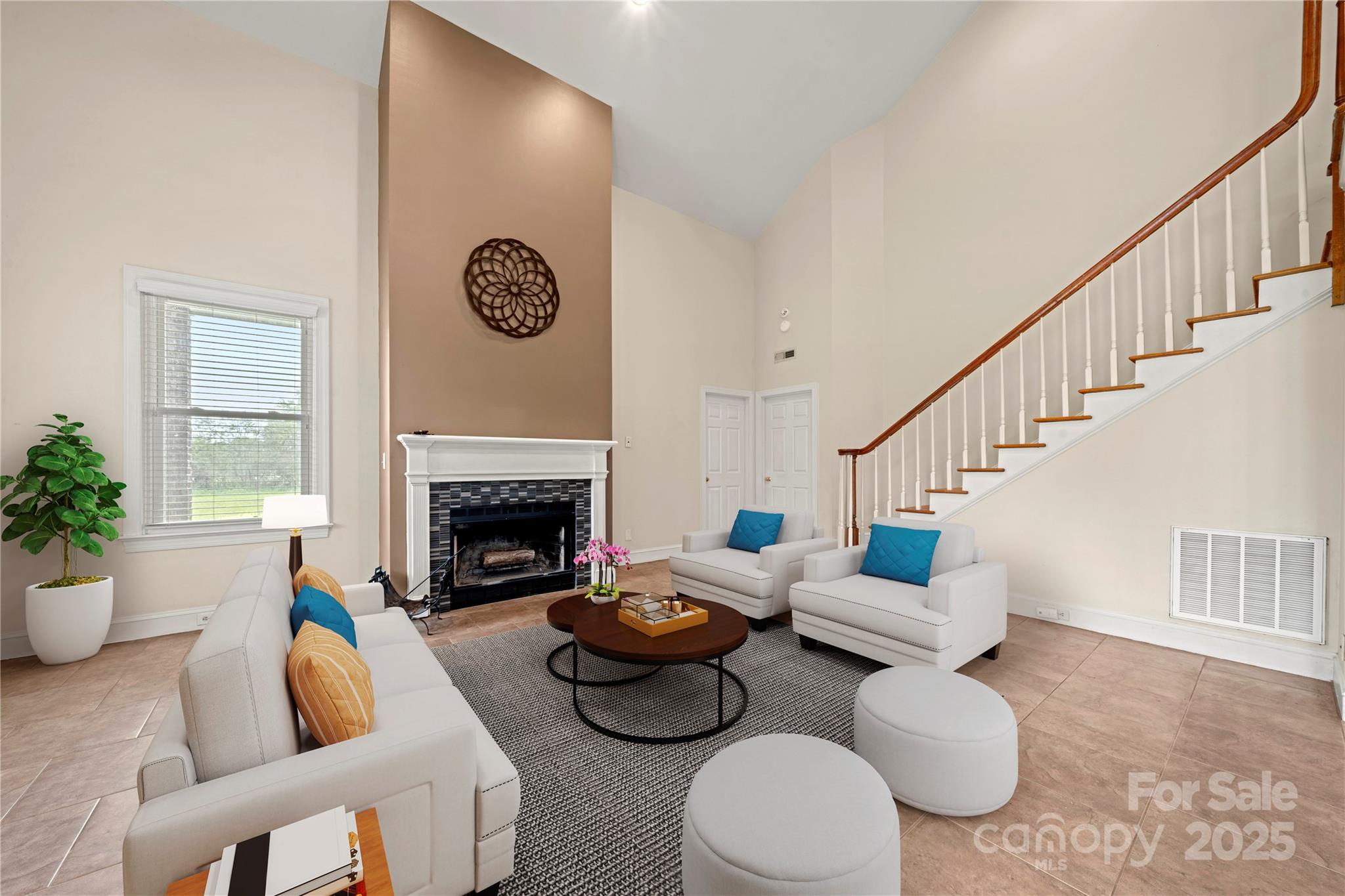 6218 Indian Trail Fairview Road Indian Trail, NC 28079 - Photo 8 of 46 a living room with furniture and a fireplace