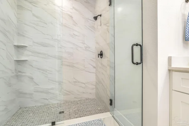 a bathroom with a shower