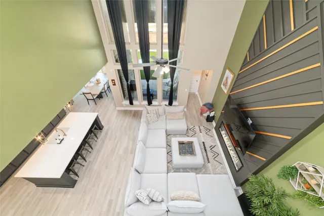 a bedroom with a bed and closet