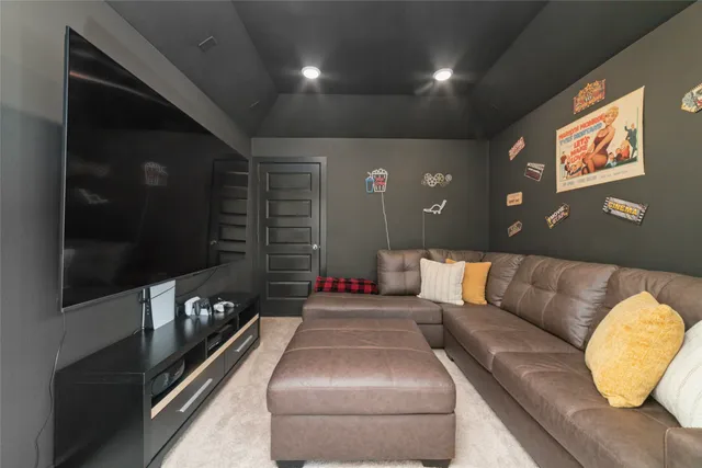 a bathroom with a sink vanity and mirror
