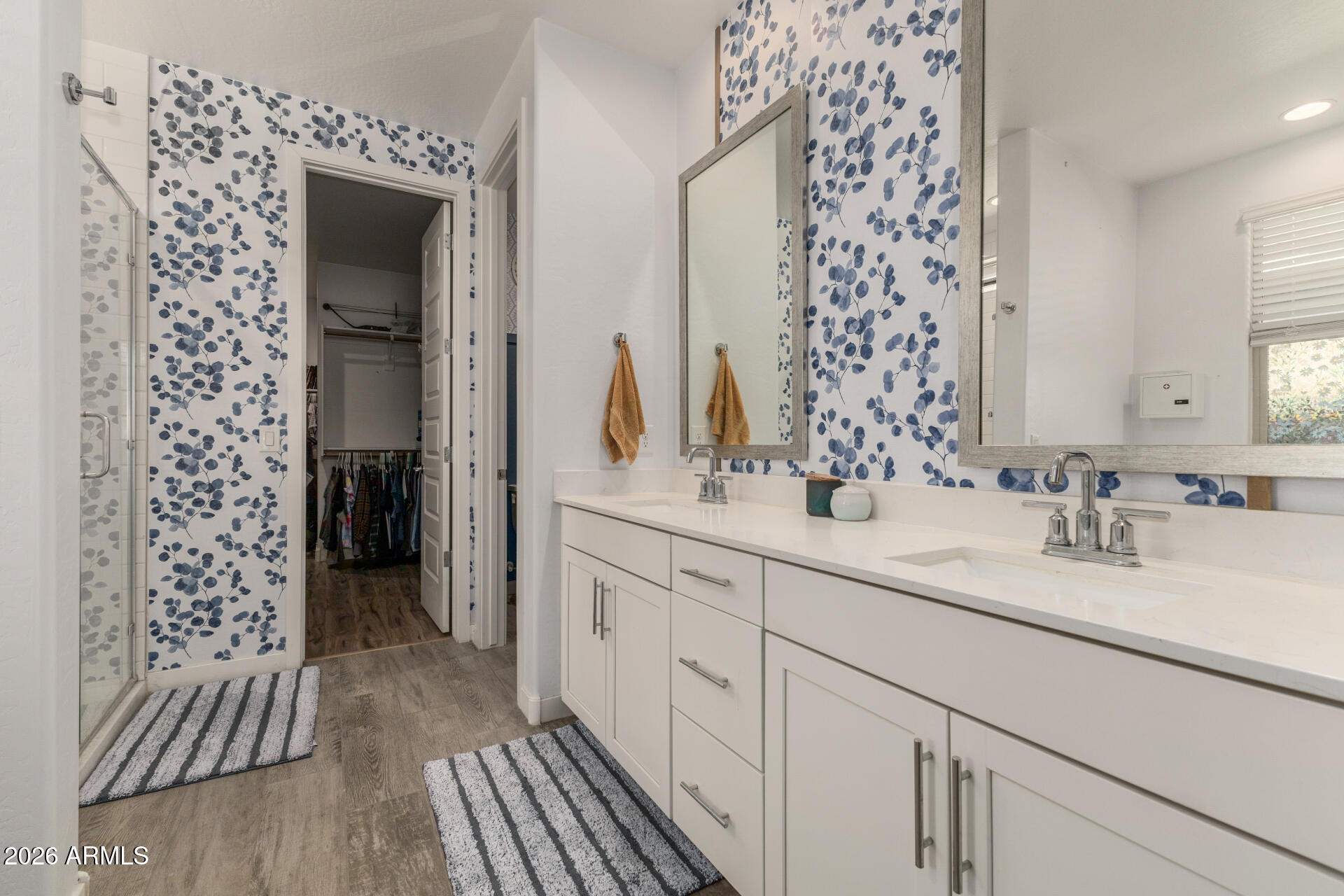12560 East Ballentine Road Gold Canyon, AZ 85118 - Photo 20 of 35 a bathroom with a double vanity sink and mirror
