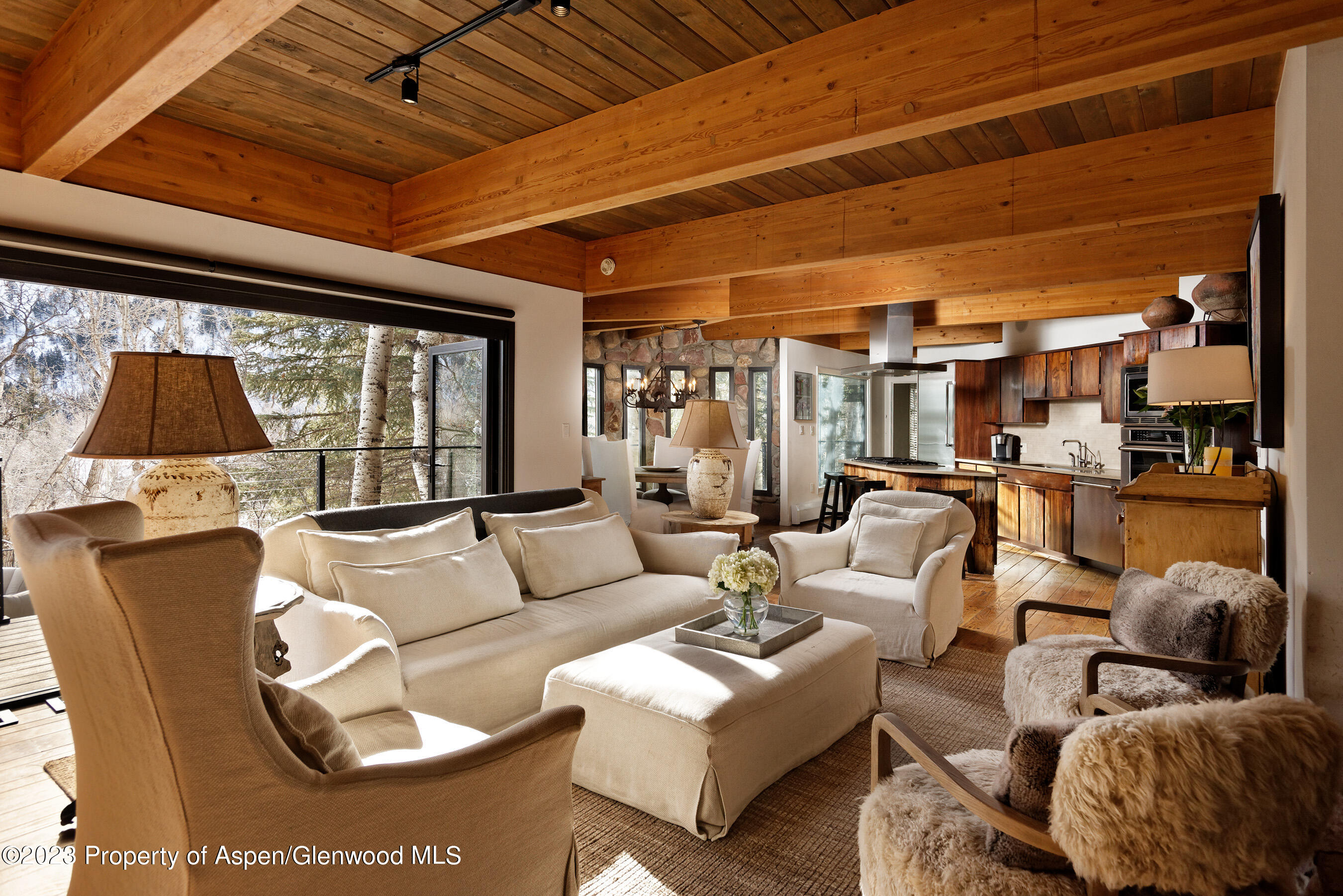 164 Eastwood Road Aspen, CO 81611 - Photo 1 of 42 a living room with furniture and a large window