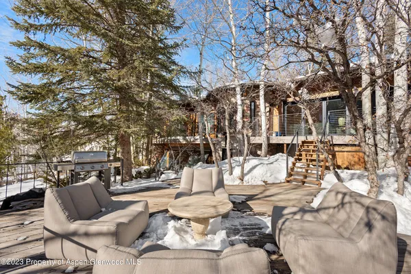 a view of outdoor space with seating area