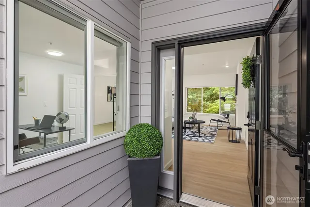 a view of a entryway front of a house