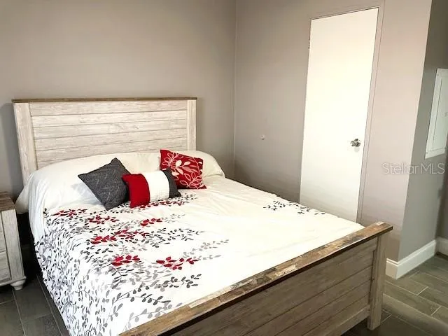 a bathroom with a sink and mirror