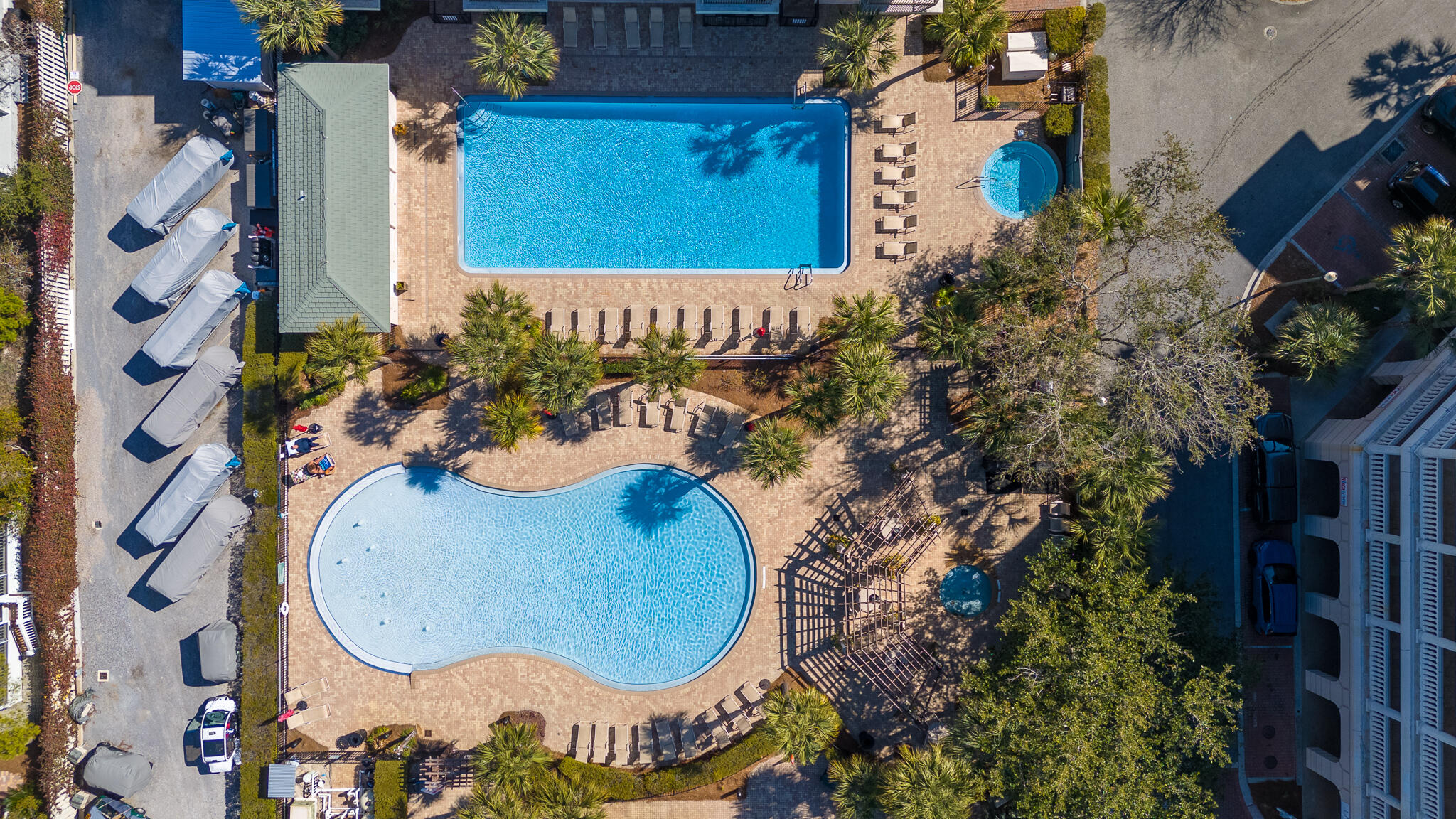 10343 East County Highway 30A, Unit 305 Inlet Beach, FL 32413 - Photo 12 of 60 an aerial view of a swimming pool patio and outdoor seating