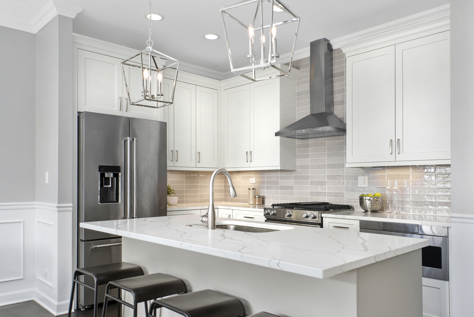 2918 North Racine Avenue Chicago, IL 60657 - Photo 7 of 26 a kitchen with stainless steel appliances a sink stove and refrigerator