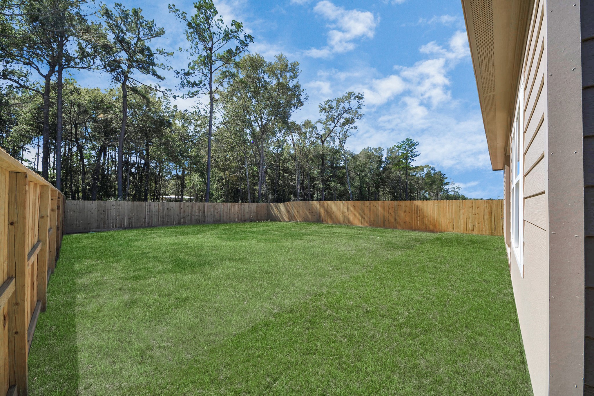 16276 Jeet Street Conroe, TX 77306 - Photo 35 of 36 a view of a backyard with a small cabin and a chair