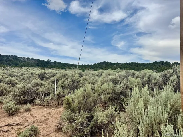 a view of a green field with lots of trees