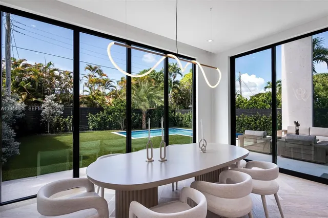 a kitchen with a table and chairs