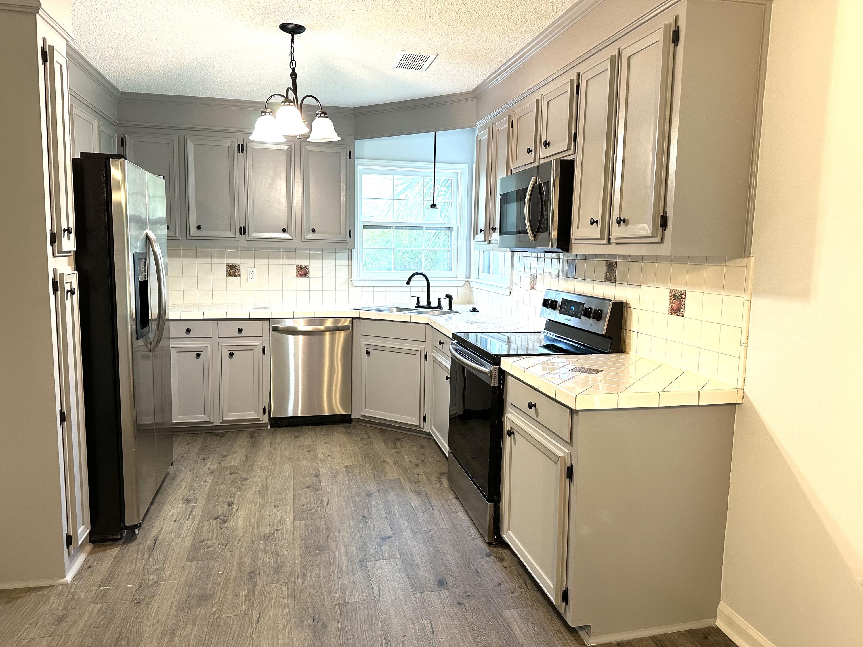 Freshly painted cabinets