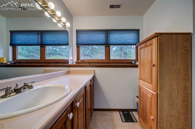 18255 Stoneview Road Monument, CO 80132 - Photo 38 of 42 Bathroom featuring vanity and tile patterned floors