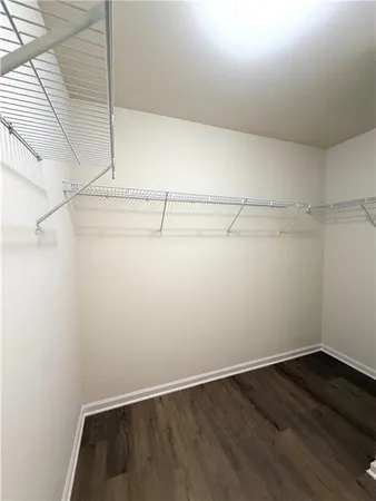 a view of a room with racks on the wall