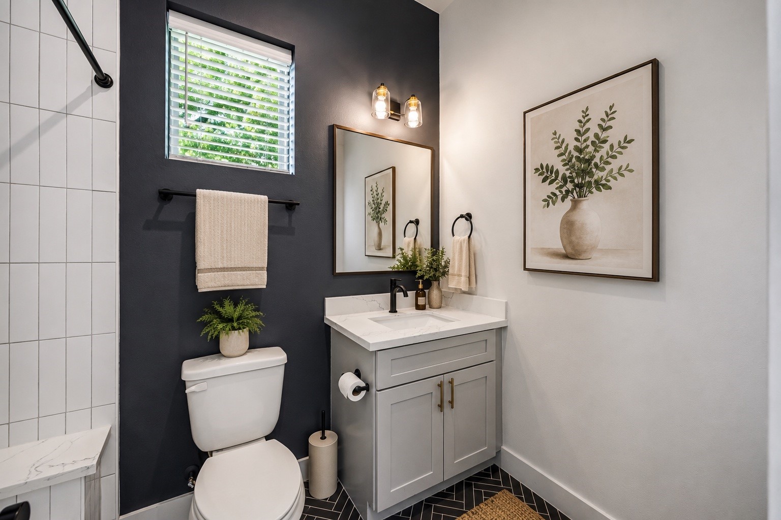1508 Ryon Street, Unit B Houston, TX 77009 - Photo 19 of 32 *Virtually staged* stylish jack & jill style bath on the first floor offers elegant finishes
throughout.