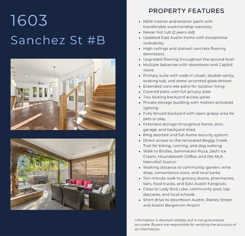 $650,000 | 1603 Sanchez Street, Unit B, Austin, TX 78702