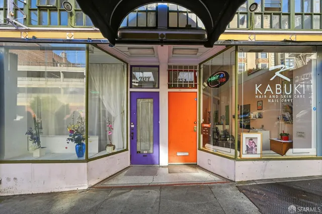 a view of a building with door