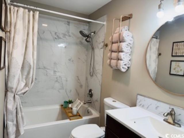 1840 Fairway Ridge Drive, Unit 8F Surfside Beach, SC 29575 - Photo 19 of 29 Full bathroom featuring vanity, shower / tub combo, and toilet
