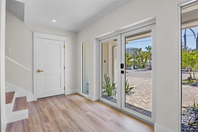 a view of a garden with a slide