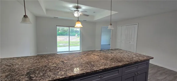 a view of a kitchen cabinet and window