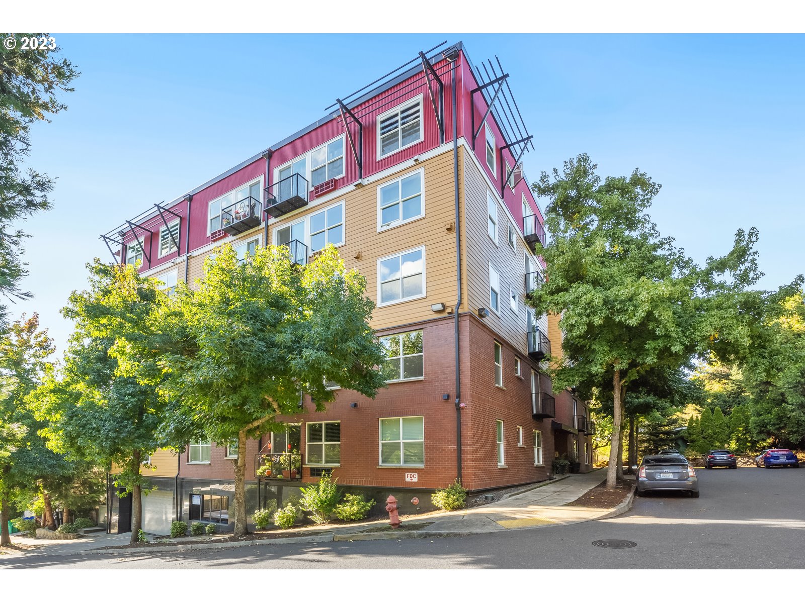 a front view of a building