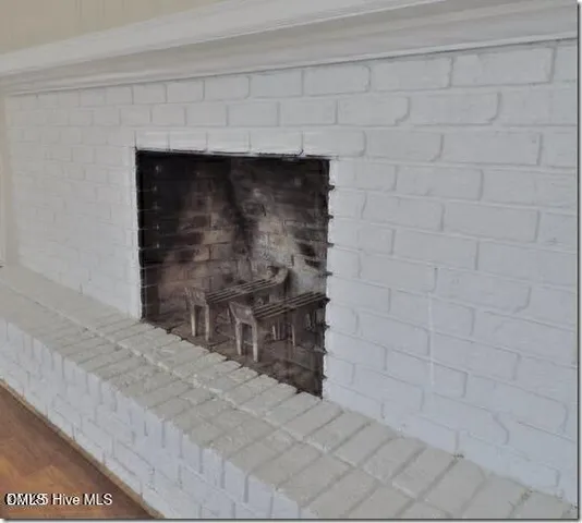 a close view of a fireplace