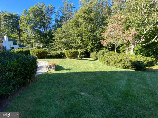 a view of green field with trees in the background