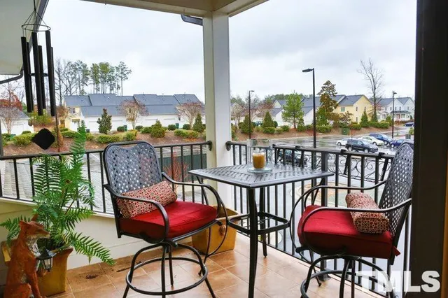 an outdoor view with patio