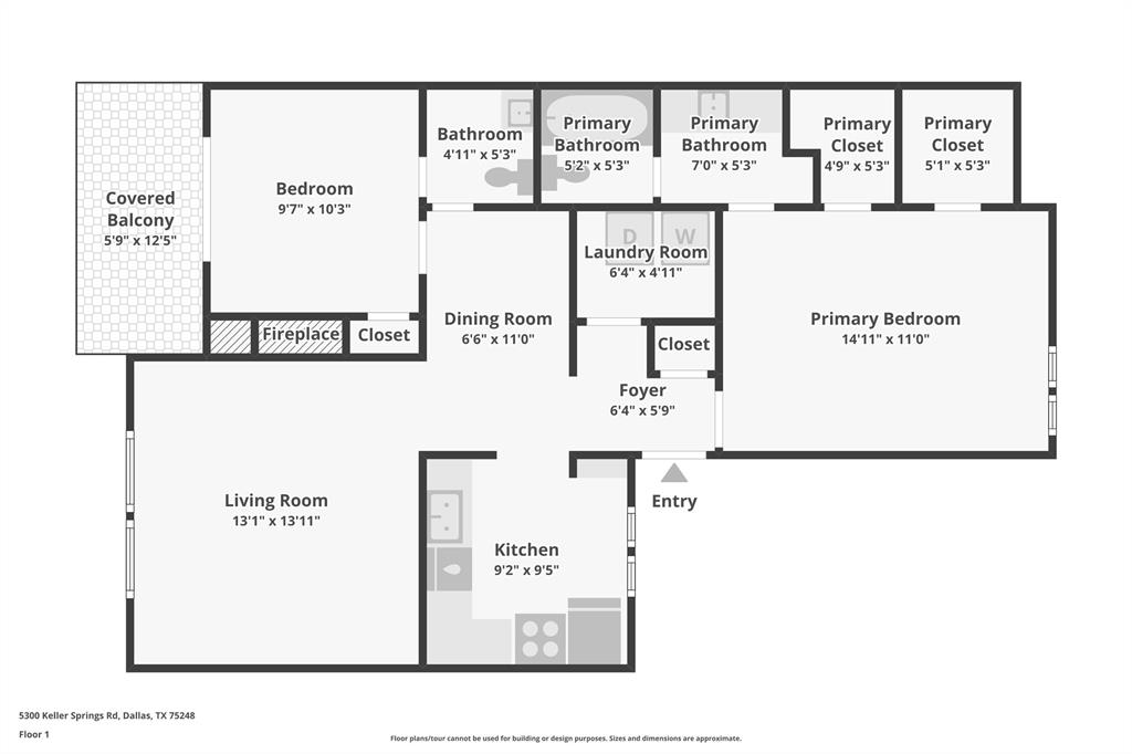 5300 Keller Springs Road, Unit 2055 Dallas, TX 75248 - Photo 24 of 24 Floor plan