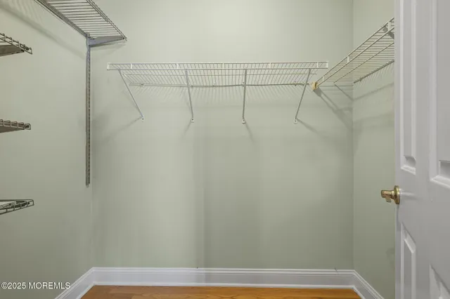 a view of a room with racks on the wall