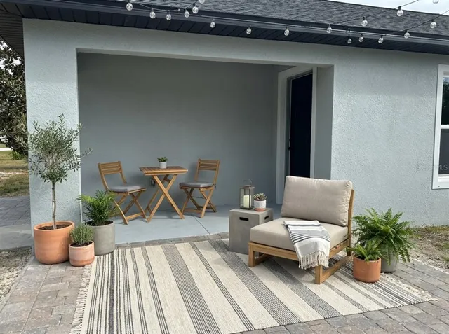 a living room with furniture
