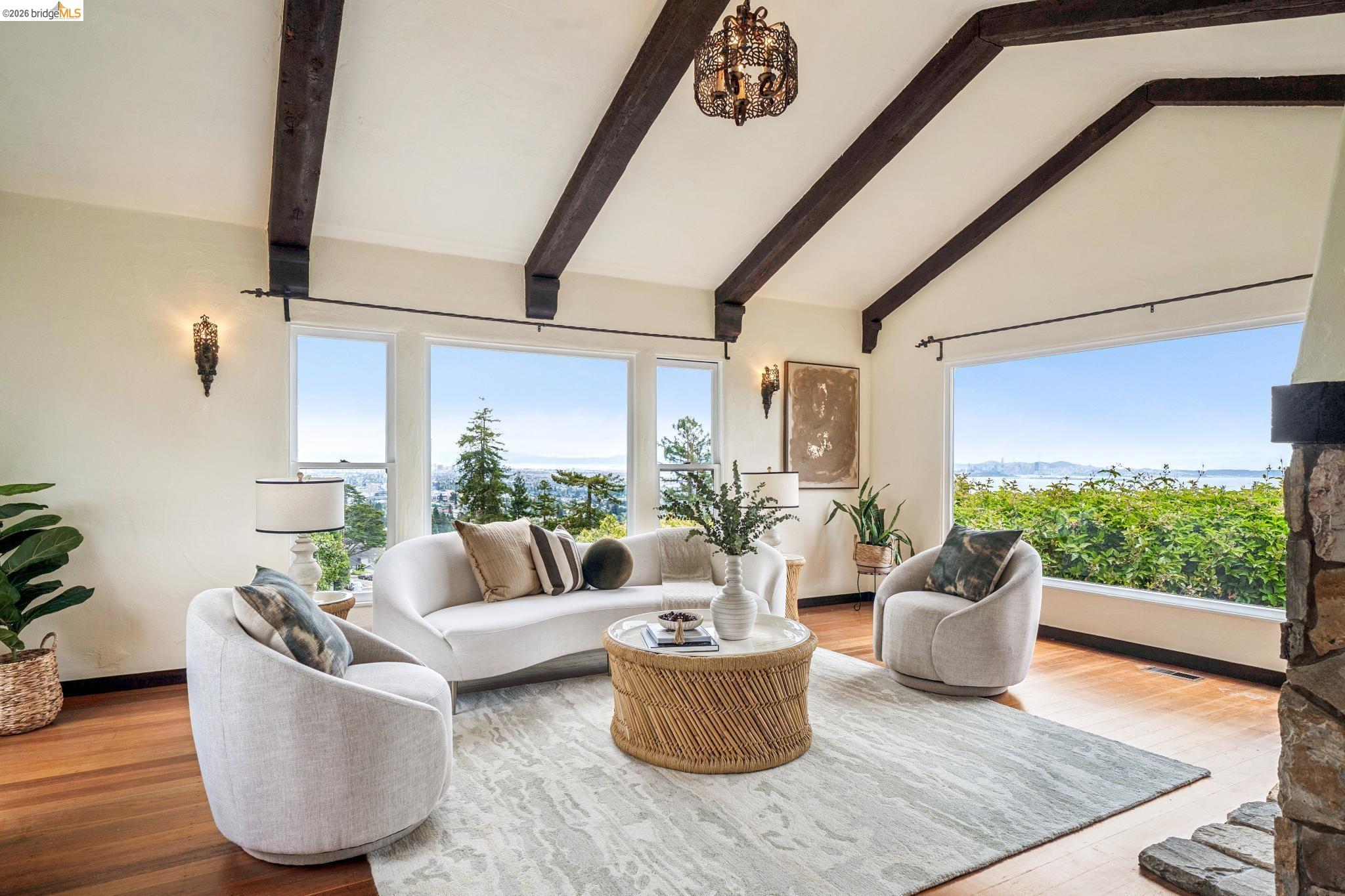 784 Cragmont Avenue Berkeley, CA 94708 - Photo 15 of 64 Vaulted ceilings with exposed wood beams define this living space