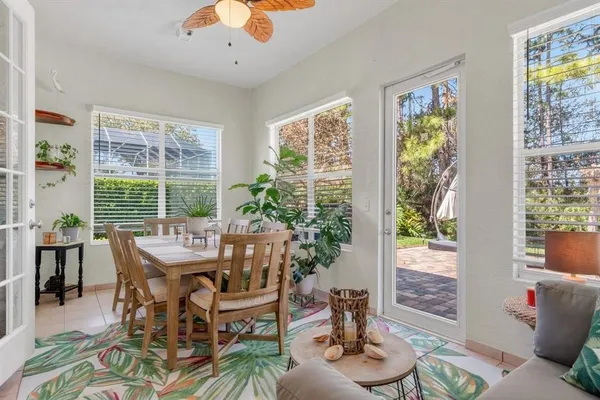 a view of a lake with a big yard