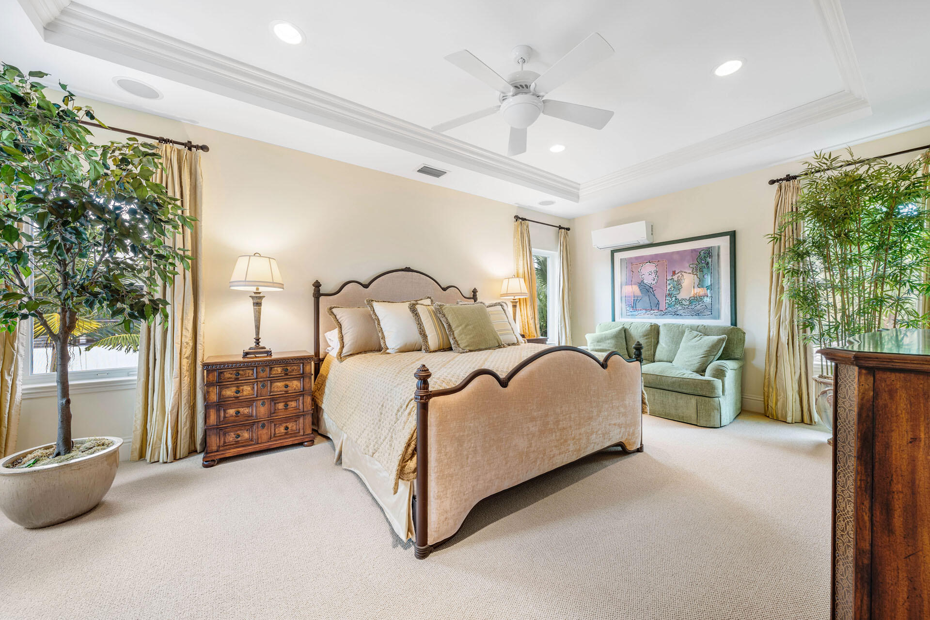 2386 West Maya Palm Drive Boca Raton, FL 33432 - Photo 51 of 76 a bedroom with a large bed and a chandelier
