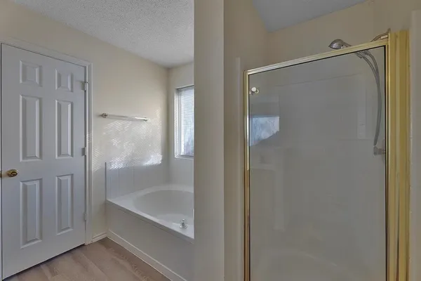 a bathroom with a bathtub