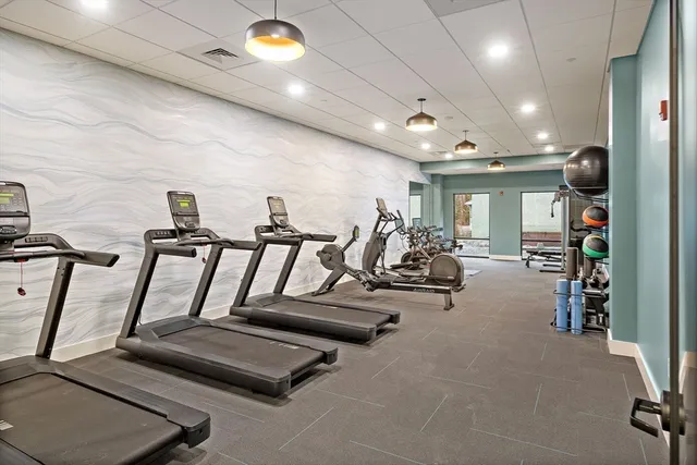 a view of a room with gym equipment