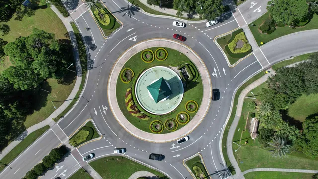 an aerial view of a swimming pool and outdoor space