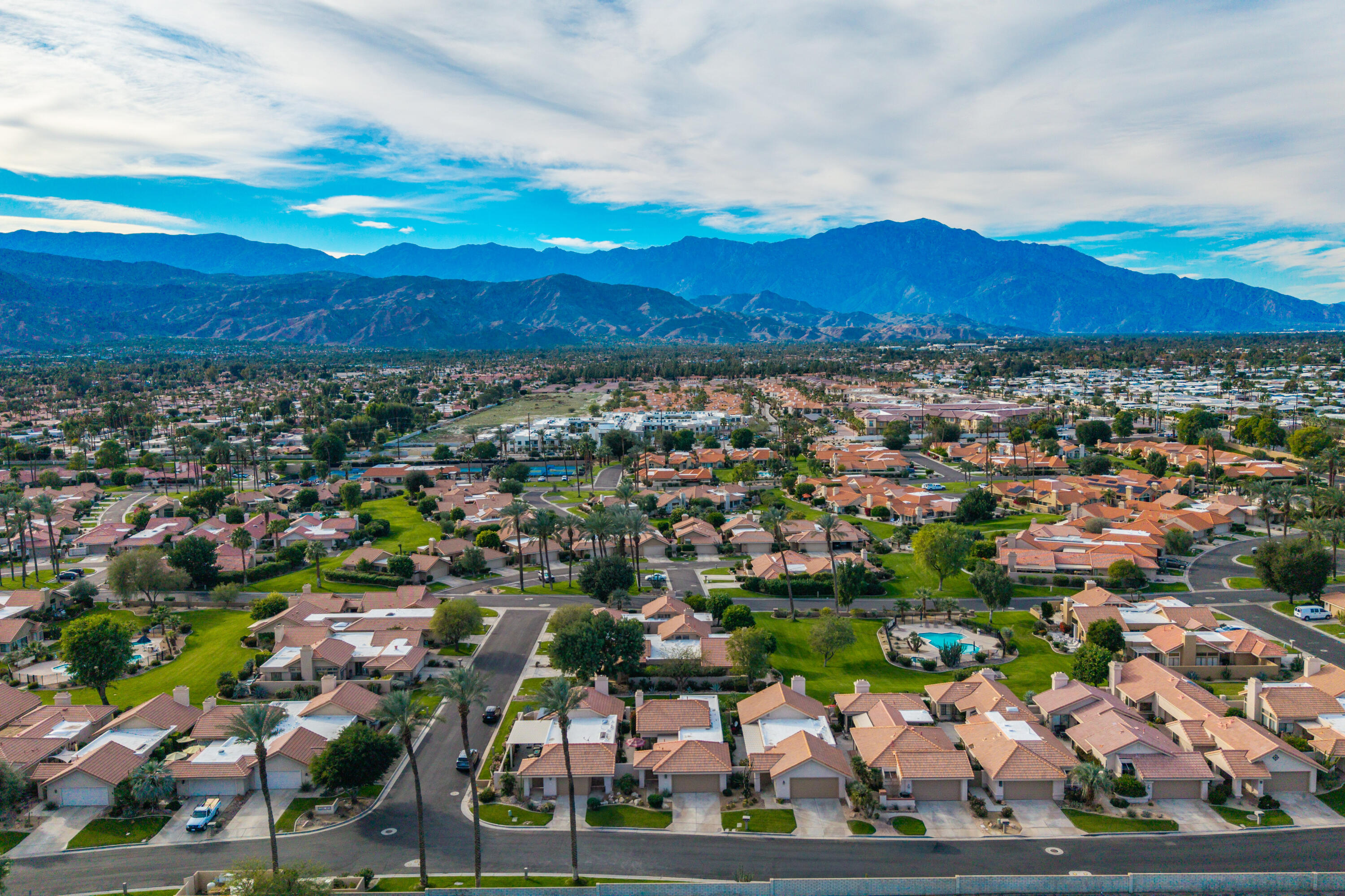 45 Verde Way Palm Desert, CA 92260 - Photo 43 of 48 an aerial view of residential houses with outdoor space and street view