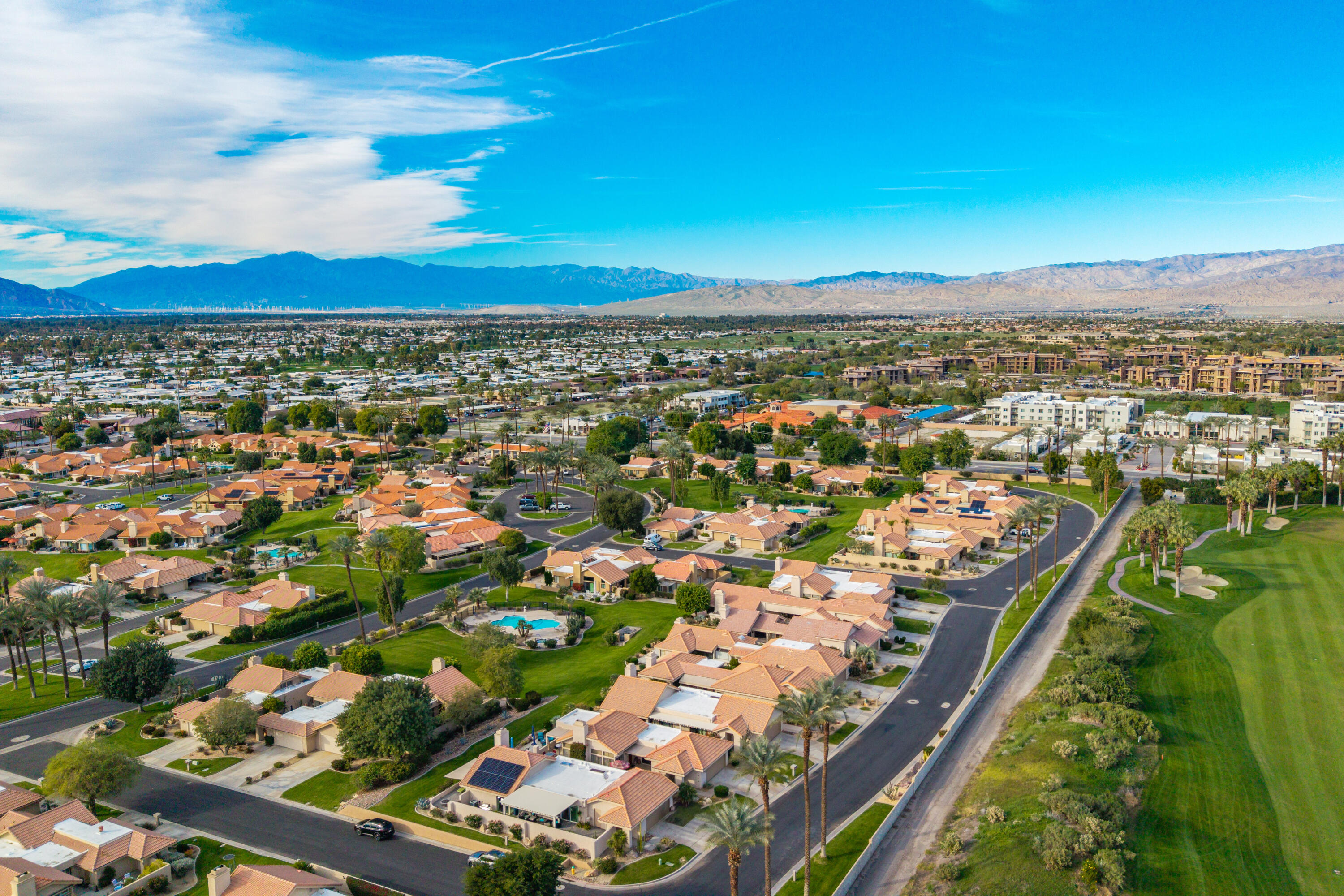 45 Verde Way Palm Desert, CA 92260 - Photo 44 of 48 an aerial view of residential houses with outdoor space