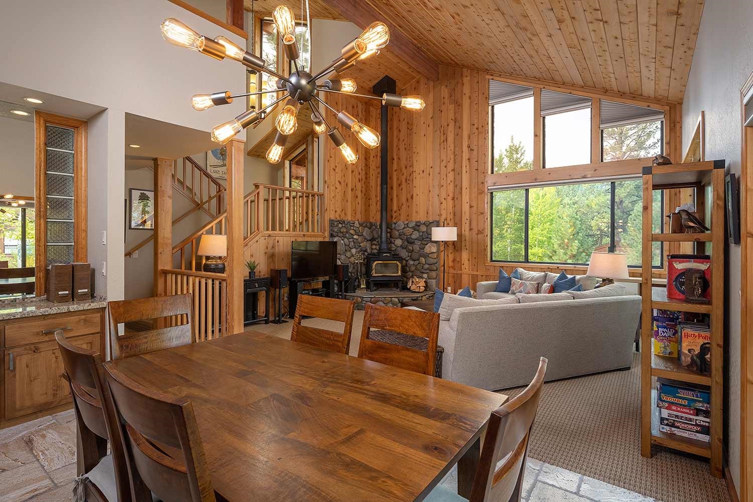 342 Skidder Trail Truckee, CA 96161 - Photo 8 of 21 a living room with furniture a large window and a dining table