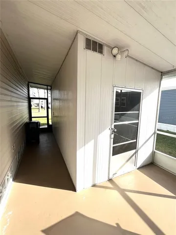 a building outdoor space with seating