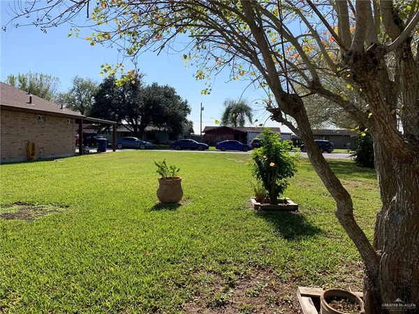 a view of a golf course with a tree
