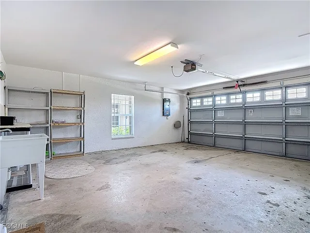 a view of a room with a large window