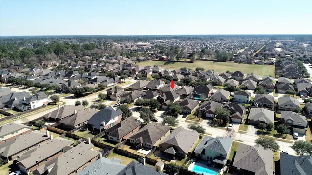 an aerial view of a house